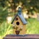 preview thumbnail 49 of 62, Glitzhome 10"H Multicolor Cute Distressed Solid Wood Birdhouse with 3D Flowers