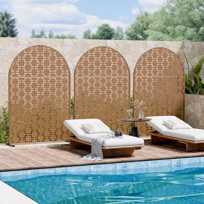 Dovelina 6ft.Outdoor Freestanding Metal Privacy Screen Decorative Garden Fence - 72"x47"