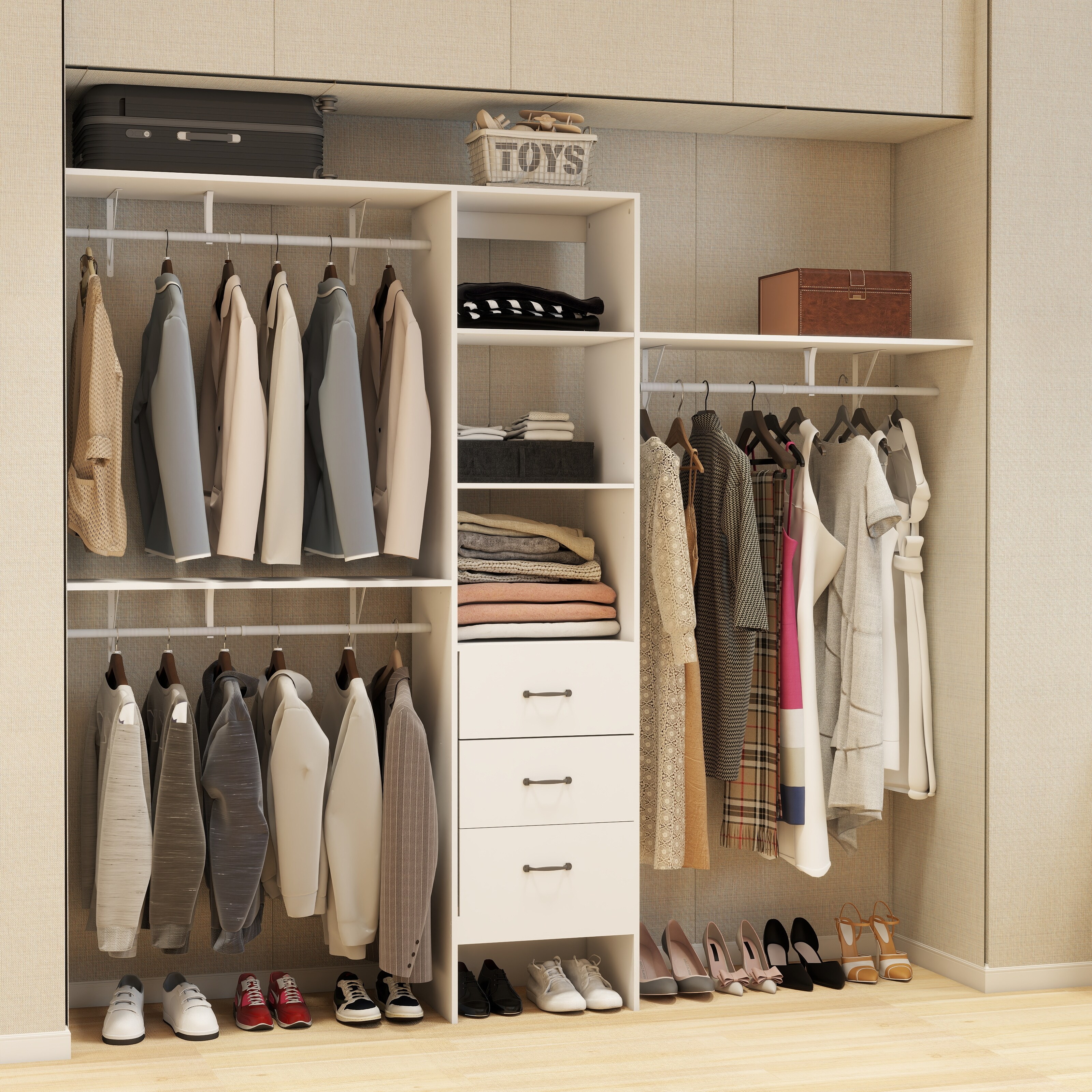 m’s closet 96 Inches Closet System,8Ft Walk In Closet Organizer with 3