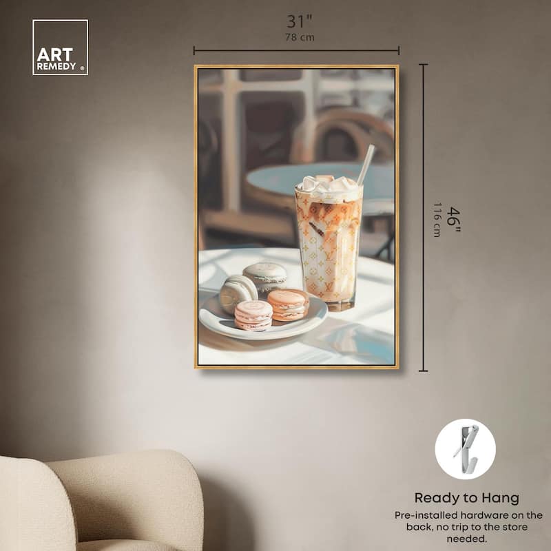 Glam Iced Coffee and Macarons Canvas by Art Remedy