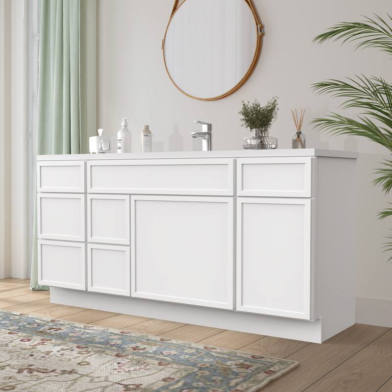 Vanity Art 66" Birch Freestanding Bathroom Vanity Cabinet without Top