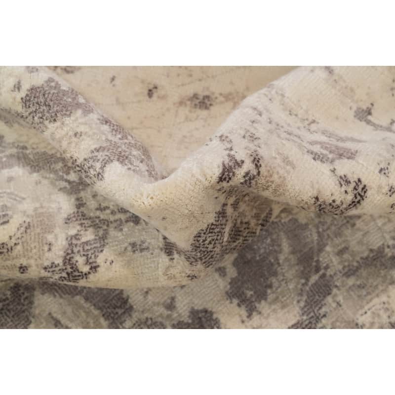 Hand Knotted Oriental Viscose Silk Carpet Modern Floral Multi-Colored Abstract Area Rug - 5' 11'' X 4' 0''