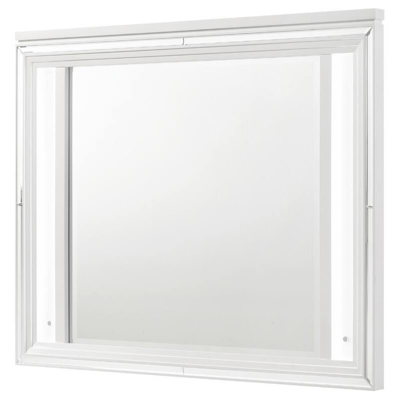 Mory LED Dresser Mirror, Touch Lighting, White Wood Frame, 36 Inch