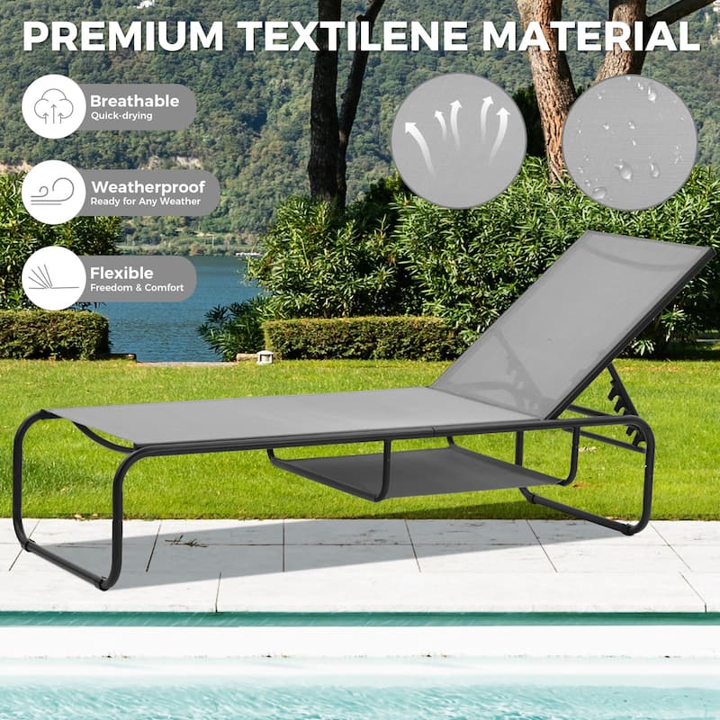 Ainfox 2 Pcs Chaise Lounge Outdoor Recliner Backyard Chair