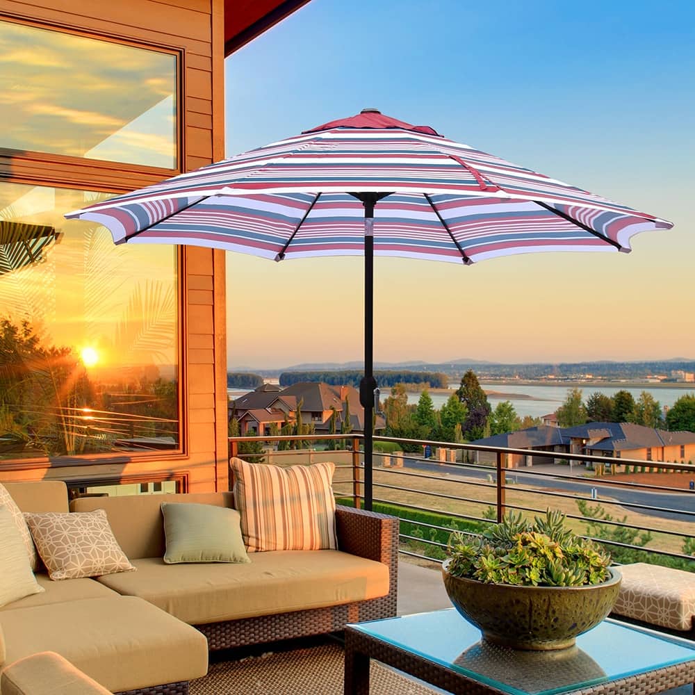 Maypex 9 Ft. Steel Crank and Tilt Pattern Market Patio Umbrella