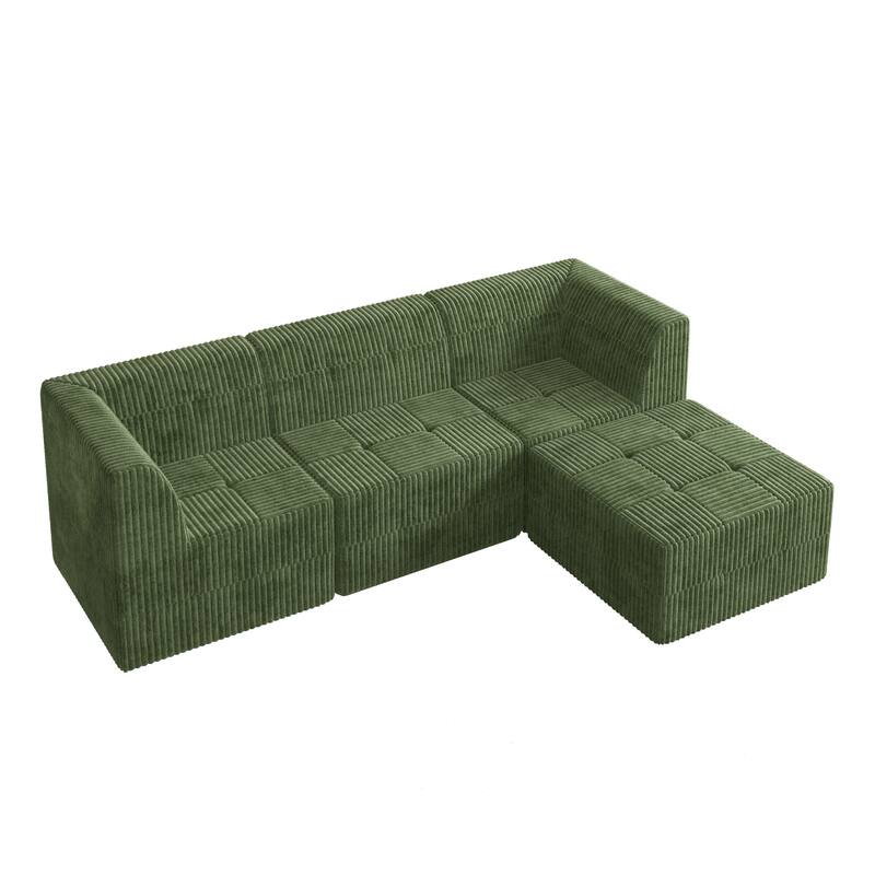 97.3" L-Shaped Corduroy Modular Sectional Sofa with Sleeper