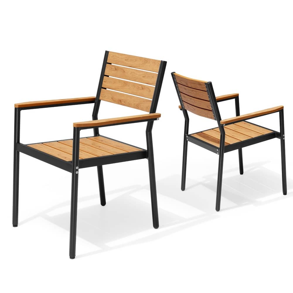 Pellebant Outdoor Modern Aluminum Dining Chairs with Armrest - 19.4" D x 18.9" W x 34.3" H