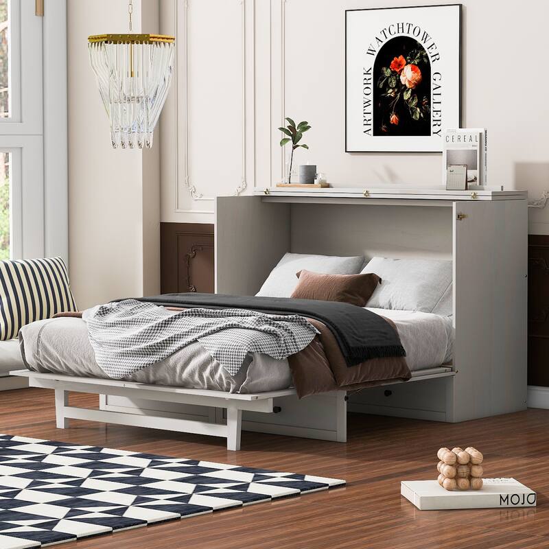 Queen Size Modern Murphy Bed with Versatile Storage Drawers & USB