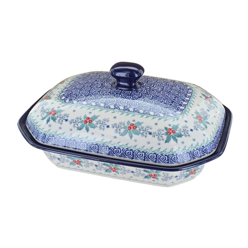 Blue Rose Polish Pottery 662 Ceramika Artystyczna Medium Covered Baker