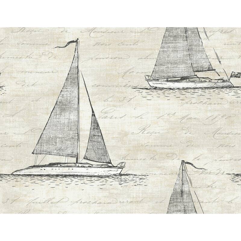 Seabrook Designs Nantucket Unpasted Wallpaper - 27 in. W x 27 ft. L - Gray Skies