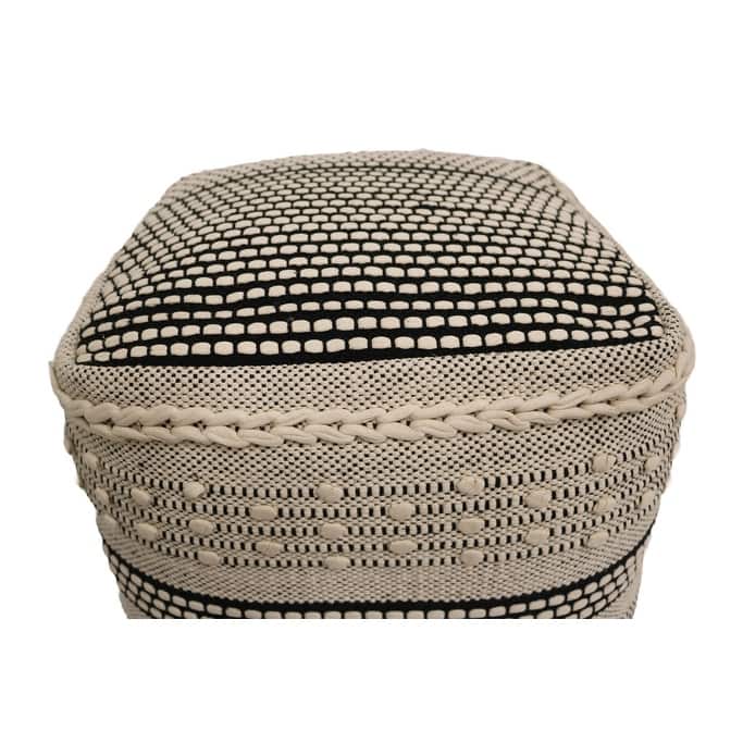 Home&Manor Lucca Cotton Cube Pouf