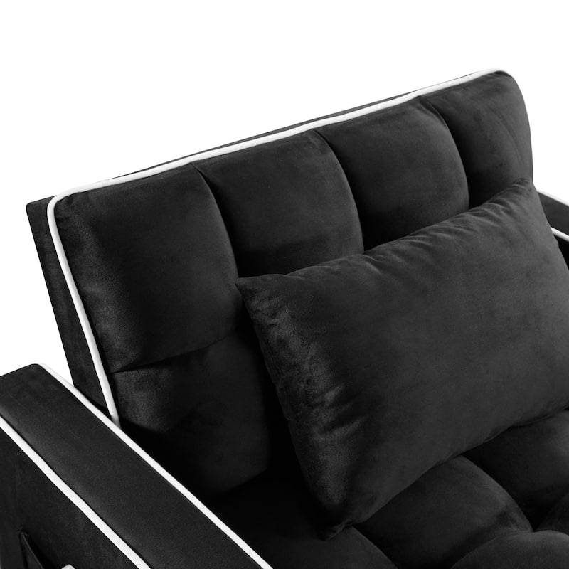 Velvet Single Convertible Sofa Bed with USB Charging Port