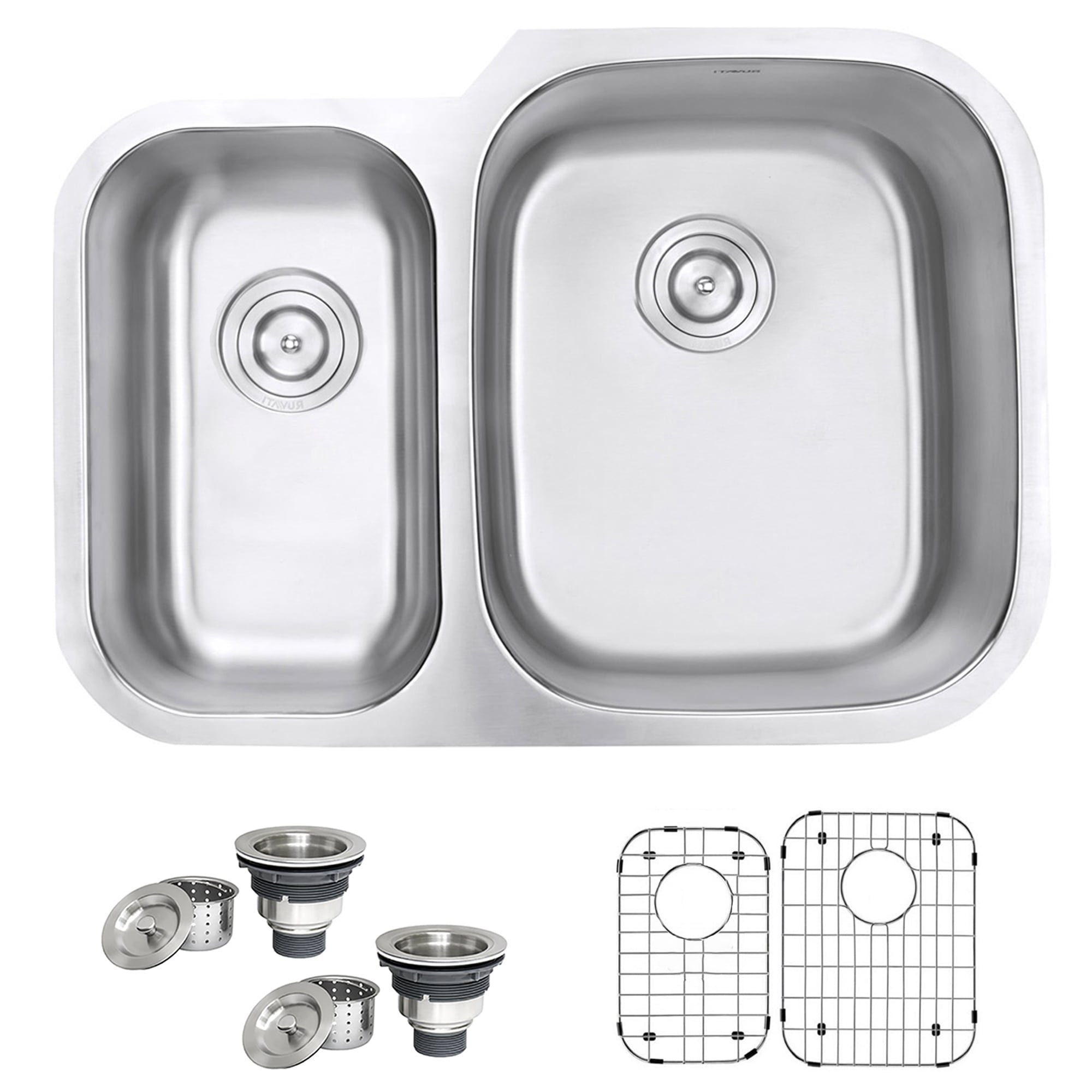 Ruvati 29-inch Undermount 40/60 Double Bowl 16 Gauge Stainless Steel Kitchen Sink - RVM4505 - 29-1/2″ x 20-5/8″
