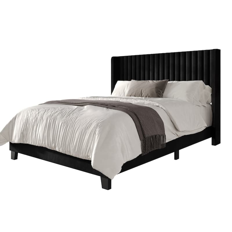 Clayfell Ashland Velvet Upholstered Panel Bed