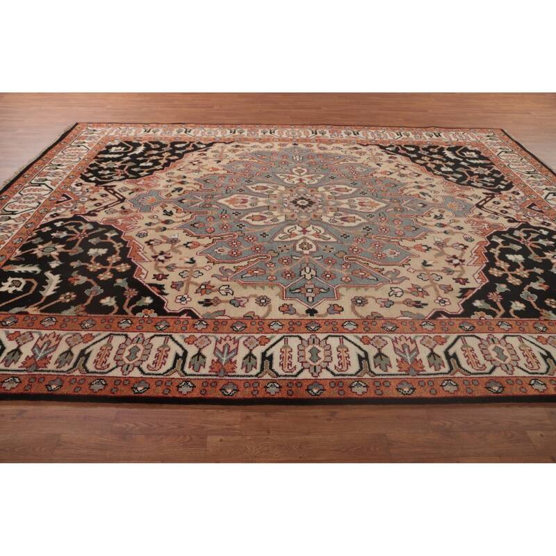 Heriz-Serapi Area Rug Hand-Knotted Bedroom Wool Carpet - 8'10"x 11'9"