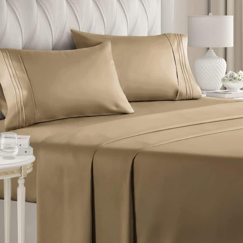 CGK Linens Brushed Microfiber Soft Wrinkle free 4 Piece Bed Sheet Set