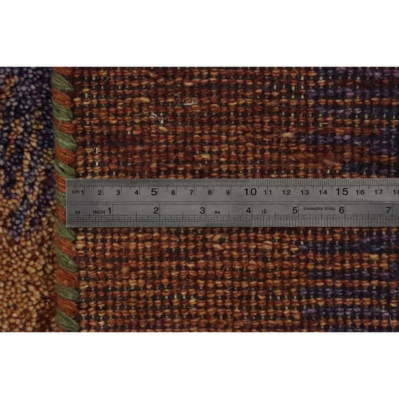 Hand Knotted Oriental 100% Wool Carpet Modern Stripe Multi-Colored Gabbeh Area Rug - 7' 10'' X 5' 7''