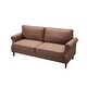 preview thumbnail 11 of 14, Eucalyptus Wood Modern Linen 3-Seat Sofa with Rolled Arms and Solid Robber Legs