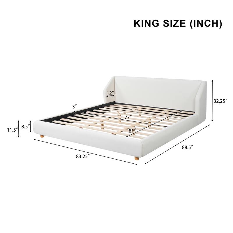 Christopher Knight Home - Arvilla Modern Boucle Upholstered Low Profile Platform Bed with Wingback Headboard & Wooden Slats