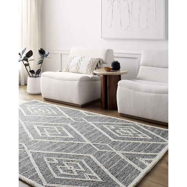slide 2 of 7, Livabliss Jules Global Diamond Area Rug Charcoal/White - 2' x 3'