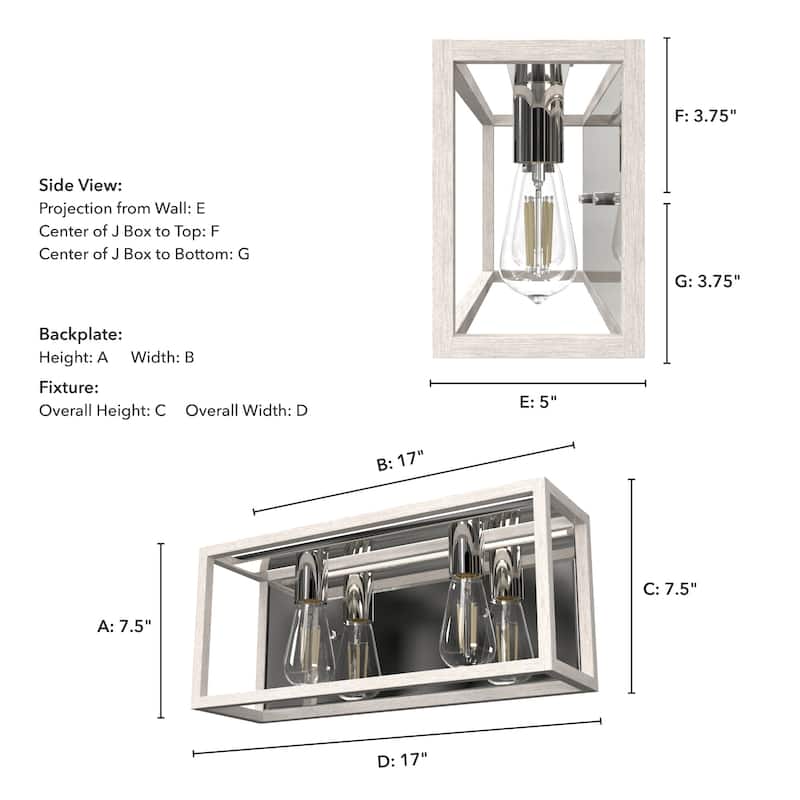 Hunter Squire Manor 2-Light Vanity Wall Light, Modern Farmhouse, Transitional - Damp Rated!