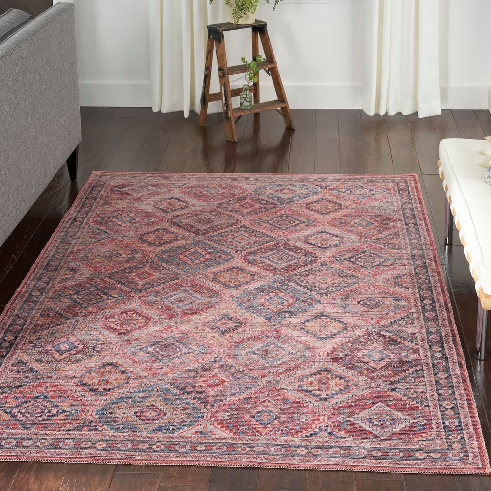New Concept Washables Machine Washable Flatwoven Boho Medallion Area Rug