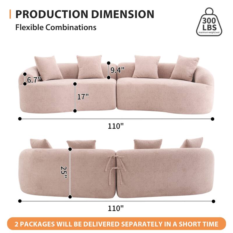 Home Furniture Sleeper 4 Seater Sectional Sofa with 4 Pillows