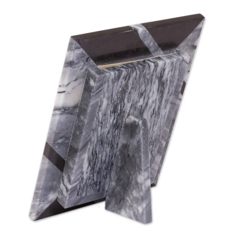 Novica Handmade Modern Lines In Grey Marble Photo Frame (4X6)