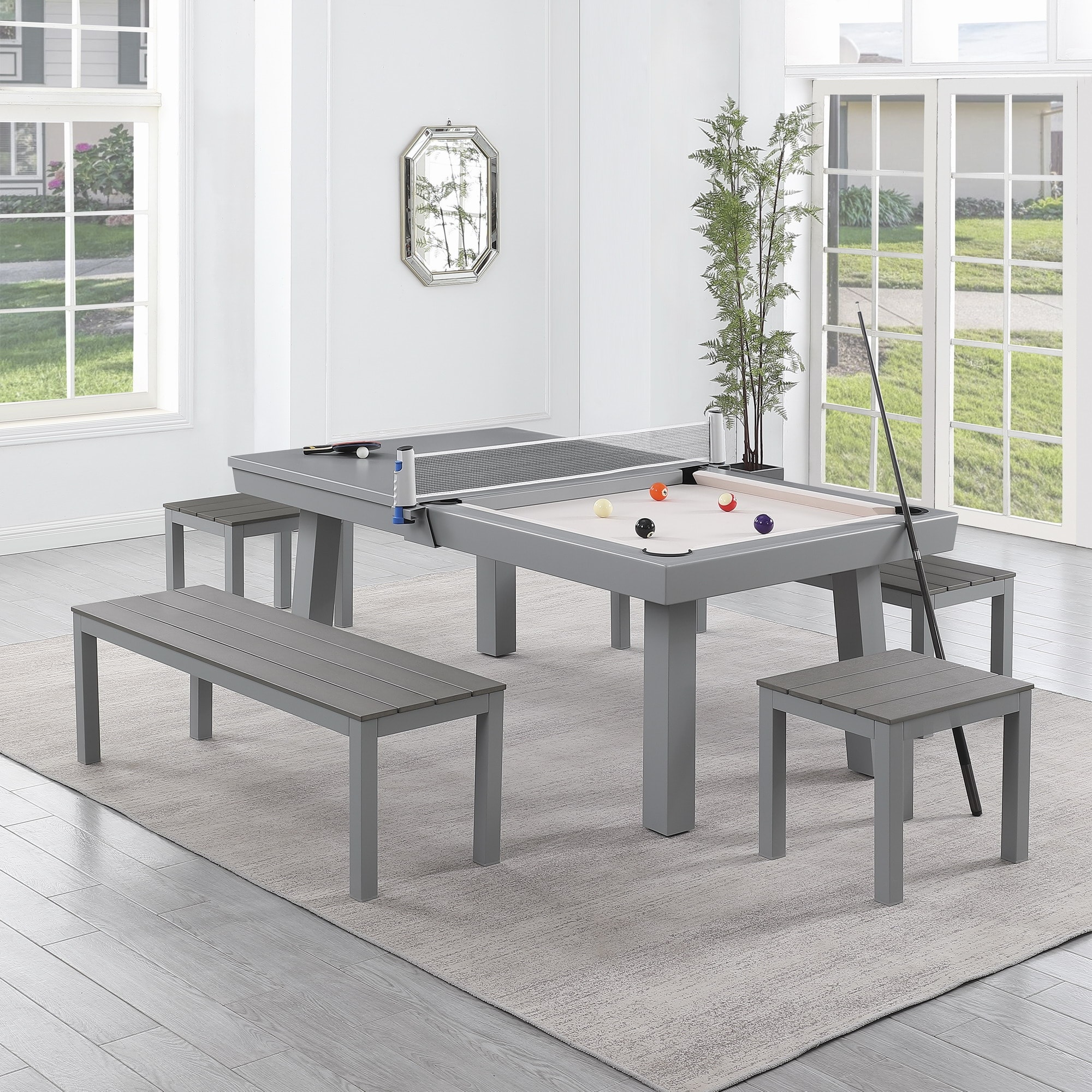 Norwalk Indoor Outdoor 7ft Slate Pool Table 6 Seater Dining Set