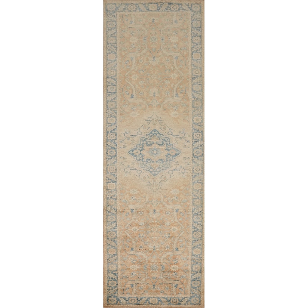 Hand Knotted Oriental 100% Wool Carpet Traditional Floral Oranges & Rust Ziegler Runner Rug - 11' 9'' X 3' 1''