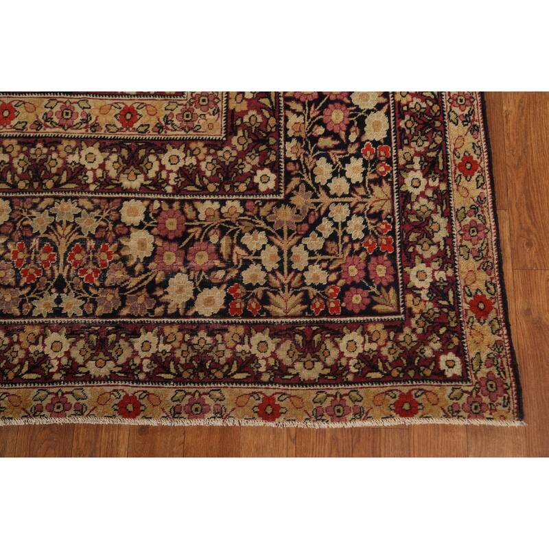Pre-1900 Antique Kerman Lavar Persian Area Rug Handmade Wool Carpet - 9'2" x 13'5"