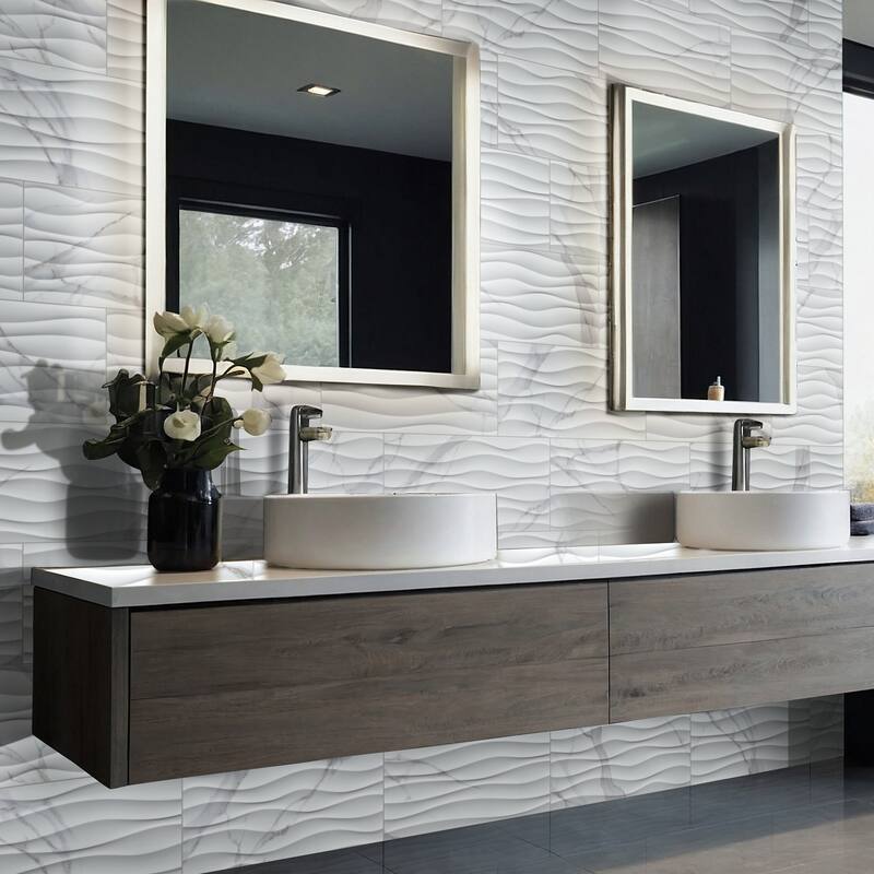 Ackland AKNPTLINCU12X24G-CA Linea - 12" x 24" Ceramic Wave Wall Tile -