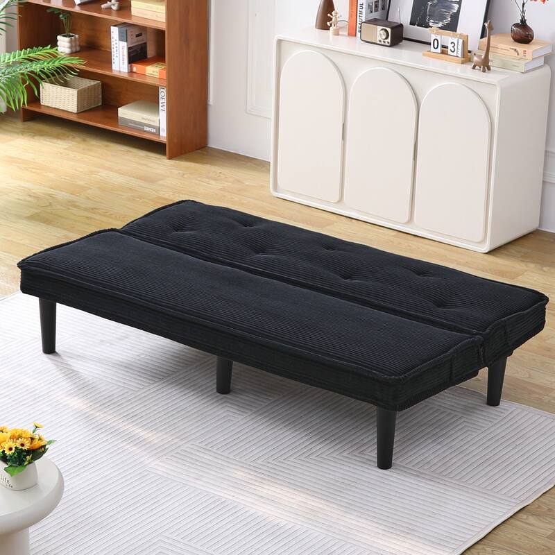 This 66-inch corduroy sofa bed can switch between the two comfortable forms