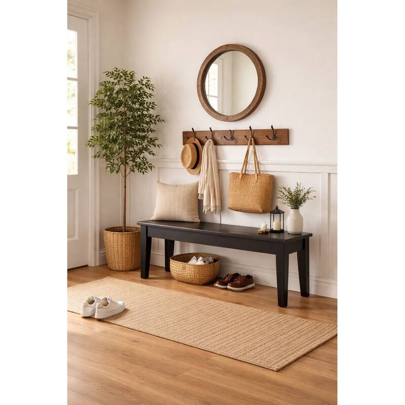 Shaker Style Solid Wood Dining Bench - Black