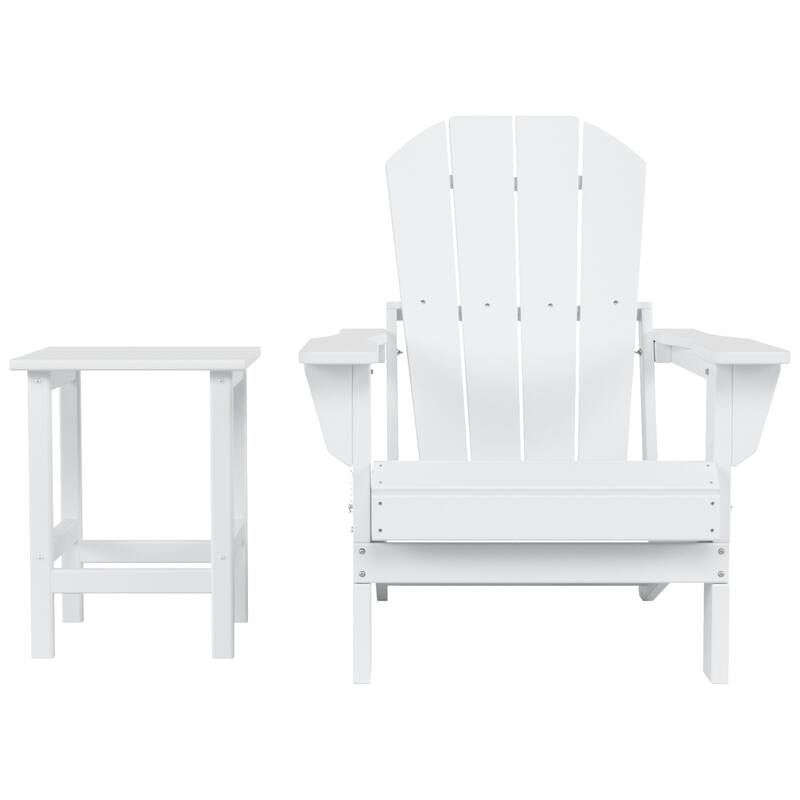 POLYTRENDS Laguna All Weather Poly Outdoor Patio Adirondack Chair - with Round Side Table (2-Piece)