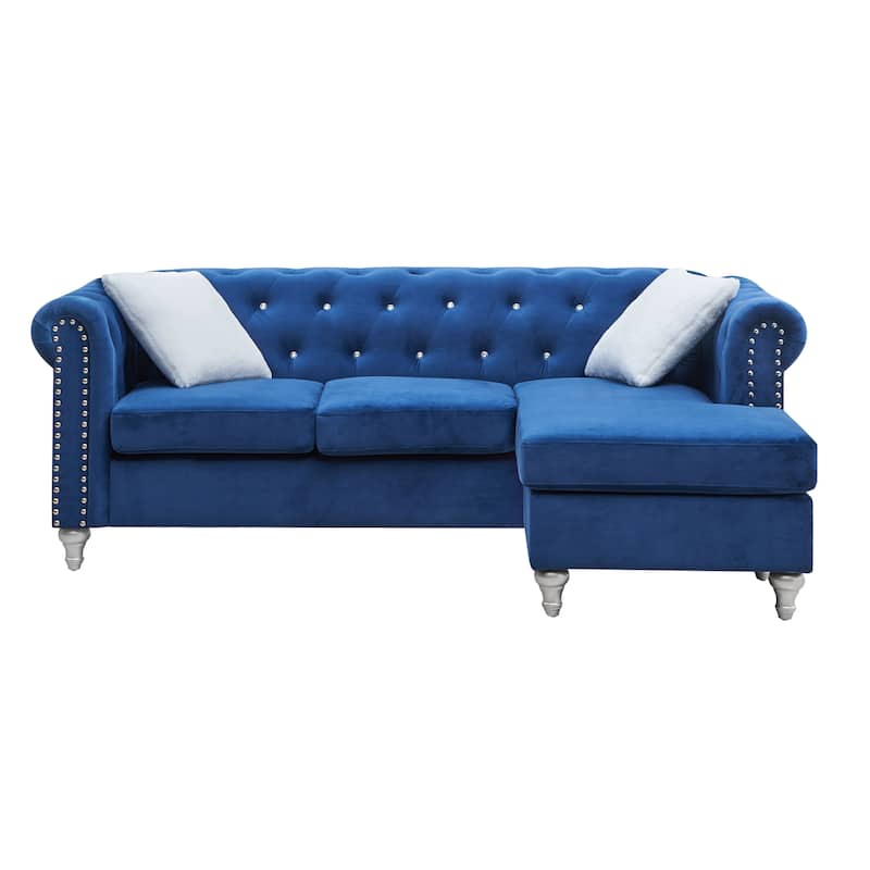 Raisa Microsuede Velvet Tufted Sofa with Chaise