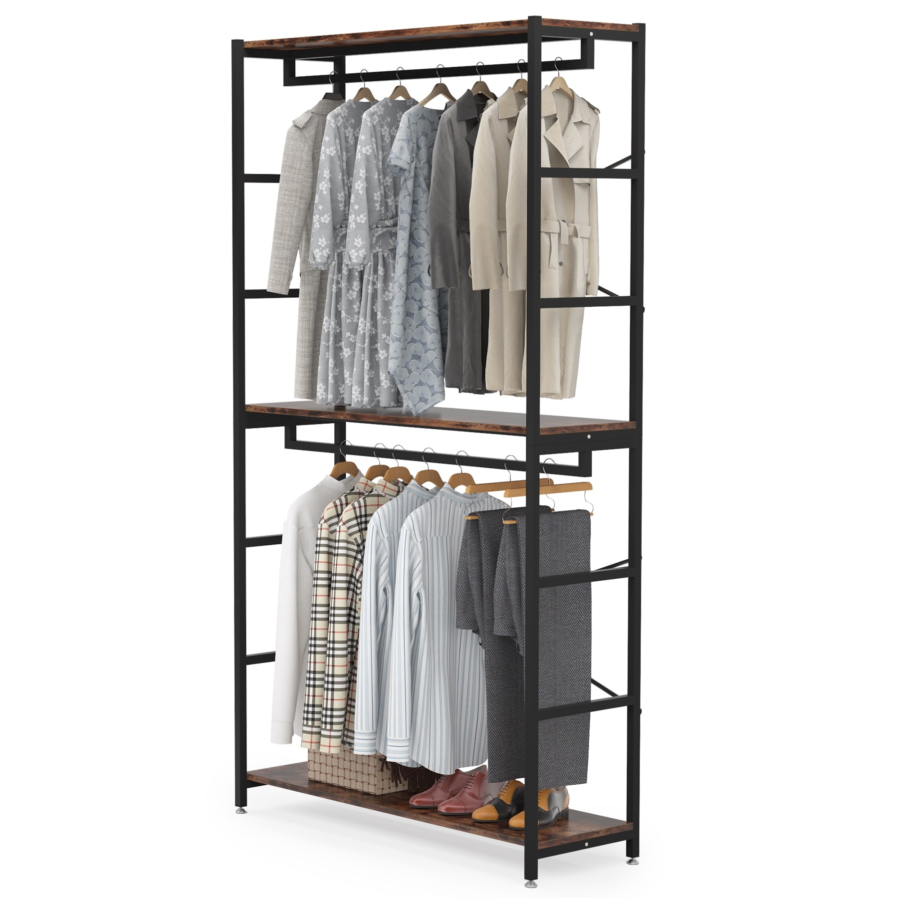 Double Rod Free standing Closet Organizer, Clothes Closet Storage with  Shelves, Extra Large Wardrobe Clothes Garment Rack - Yahoo Shopping