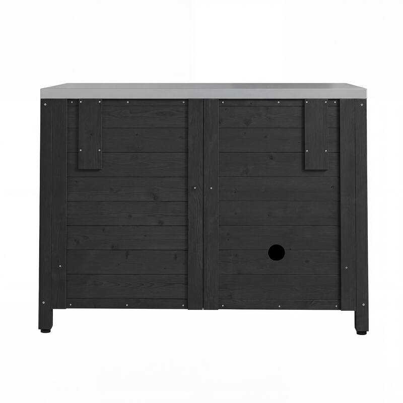 Modular Outdoor Kitchen Island Set, 100% Solid Wood BBQ Cabinet , Patio Kitchen Bar Table