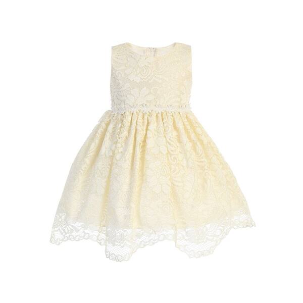 Shop Lito Little Girls Yellow Lace Floral Trim Scalloped Hem
