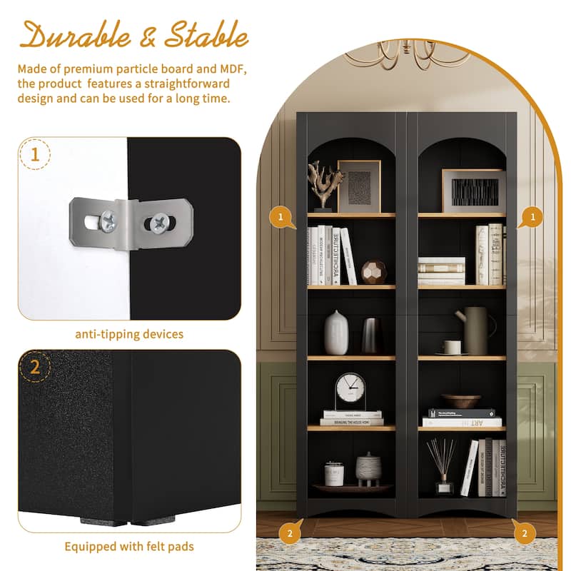 72"Hight Freestanding 5-Tier Bookshelves, Bookcases Set of 2 with Adjustable Shelves