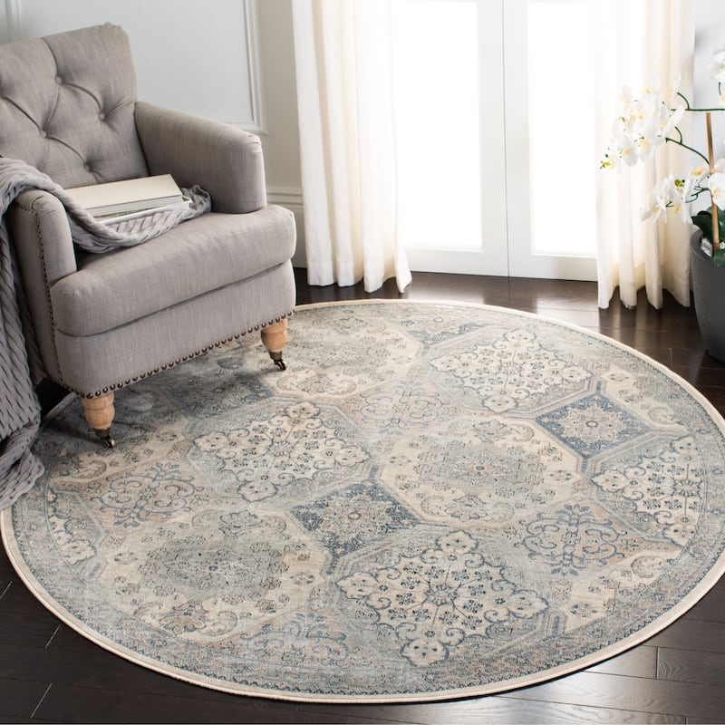 SAFAVIEH Vintage Distressed Boho Retta Oriental Rug - 6' Round - Cream/Blue