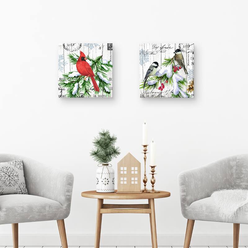 Winter Birds Cardinal 2 by Elena Vladykina Canvas Art Prints