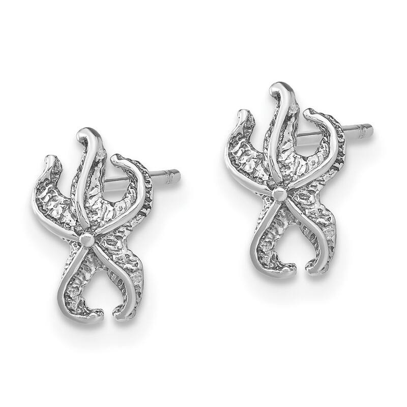 Curata 14k Yellow or White Gold Small Sea shell Nautical Starfish Post Earrings 10.3x6.5mm