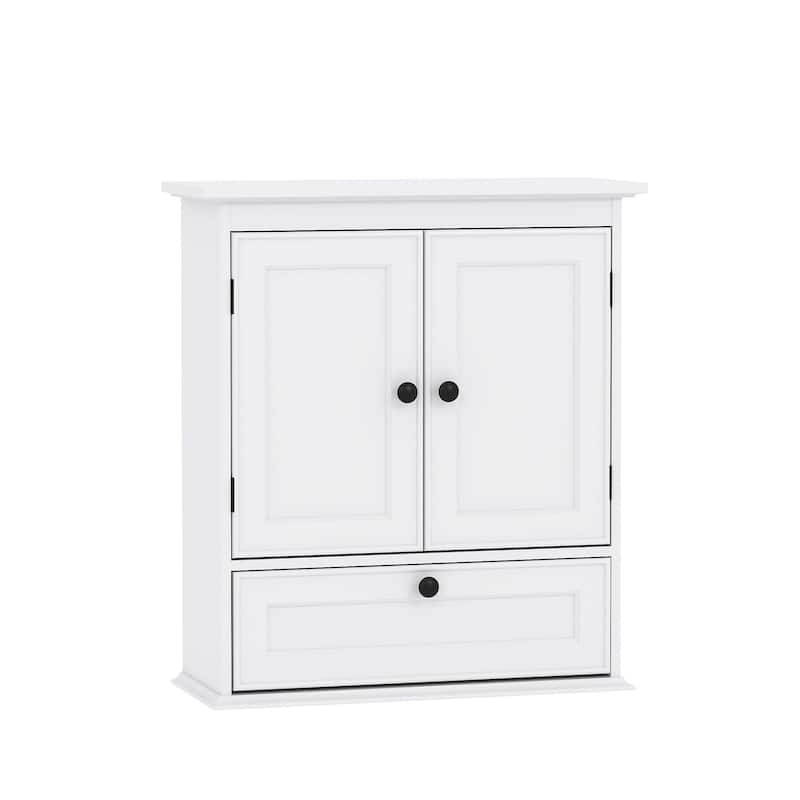 COSTARS Small Bathroom Cabinet Wall Mounted,Over Toilet, Medicine Cabinet Organizer with Doors and Adjustable Shelf, White - White - Painted
