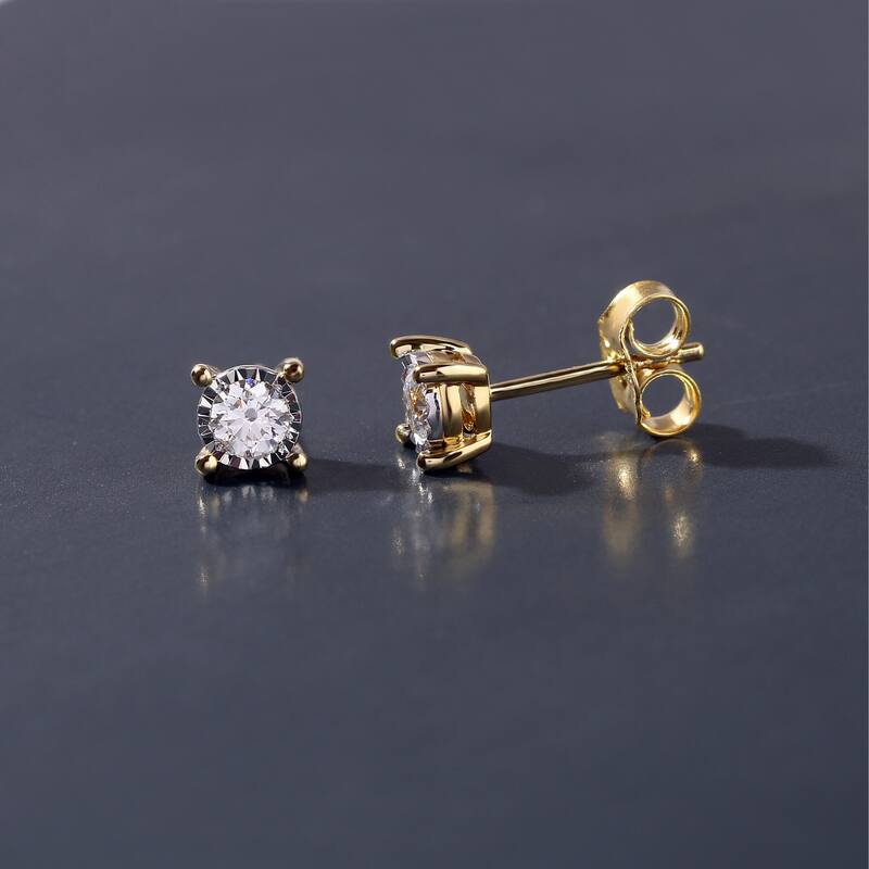 1/20ct - 3/4ct TDW Diamond Stud Earrings in Silver for Women - 1/4 ct - Yellow