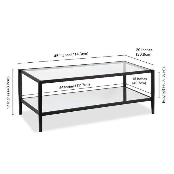 dimension image slide 3 of 4, Hera 45'' Wide Rectangular Coffee Table with Mirror Shelf