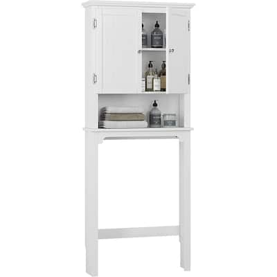 UTEX Bathroom Storage Over The Toilet, Bathroom Cabinet Organizer with Adjustable Shelves and Double Doors