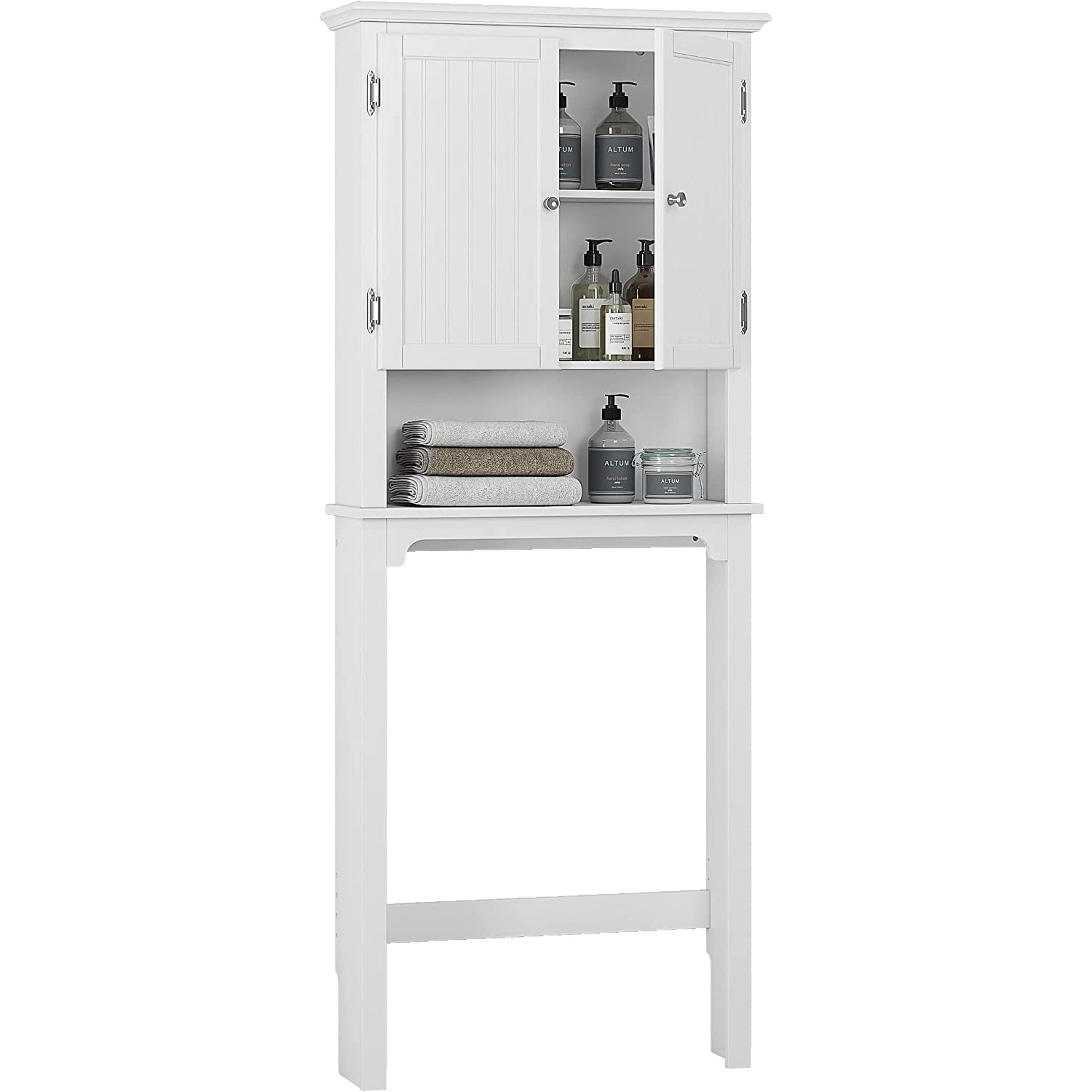 UTEX Bathroom Storage Over The Toilet, Bathroom Cabinet Organizer with Adjustable Shelves and Double Doors