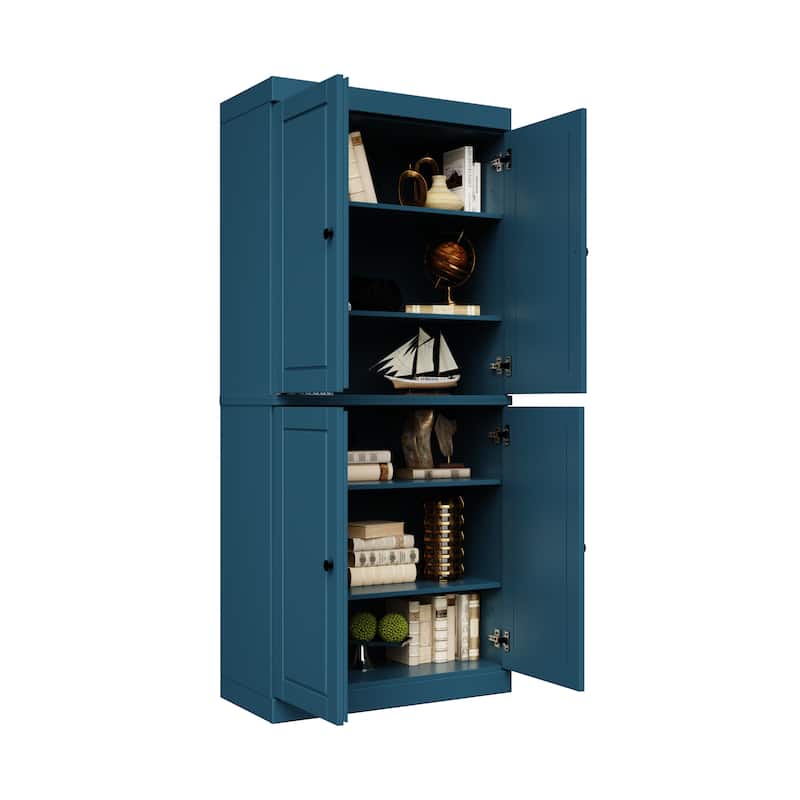 Palace Imports 100% Solid Wood 6-Shelf Bookcase with Solid Doors and Adjustable Shelves