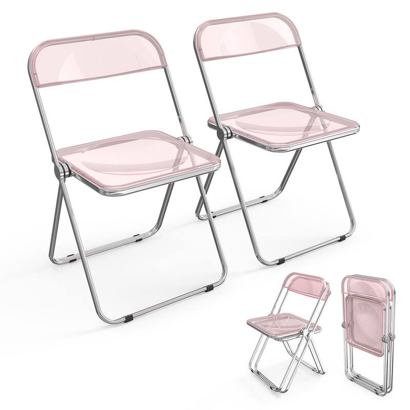 2PC Folding Stackable Acrylic Chair Transparent